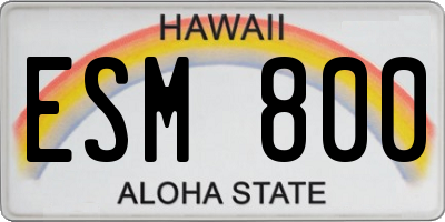HI license plate ESM800