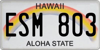 HI license plate ESM803