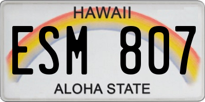 HI license plate ESM807
