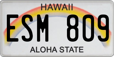 HI license plate ESM809