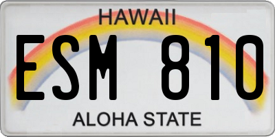 HI license plate ESM810