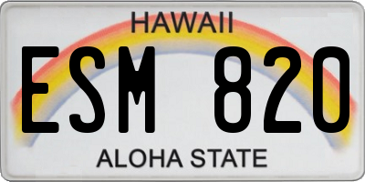 HI license plate ESM820