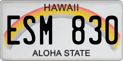 HI license plate ESM830