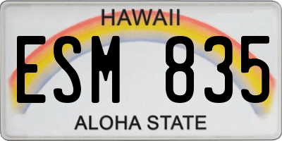 HI license plate ESM835