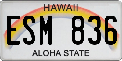HI license plate ESM836