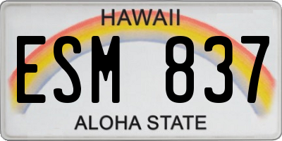 HI license plate ESM837