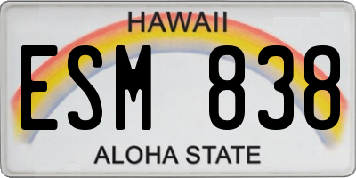 HI license plate ESM838