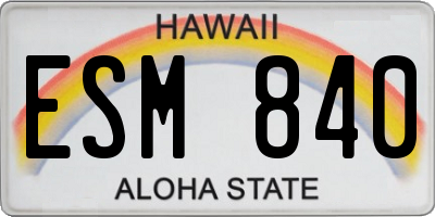 HI license plate ESM840