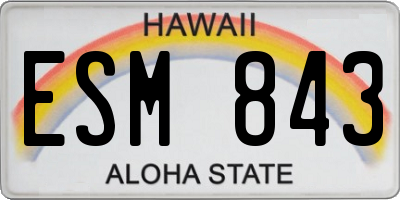 HI license plate ESM843