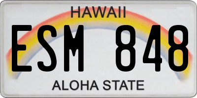 HI license plate ESM848