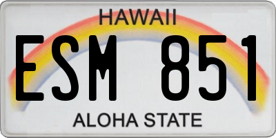 HI license plate ESM851