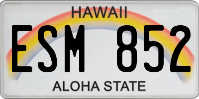 HI license plate ESM852
