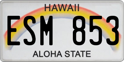 HI license plate ESM853