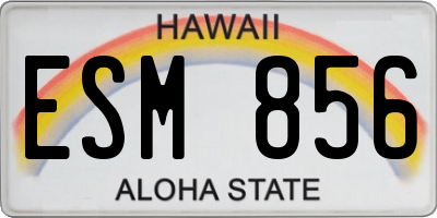 HI license plate ESM856
