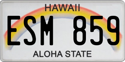 HI license plate ESM859