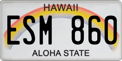 HI license plate ESM860
