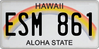 HI license plate ESM861