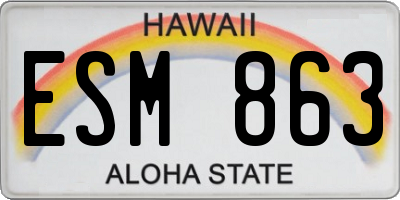 HI license plate ESM863