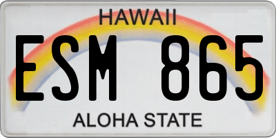 HI license plate ESM865