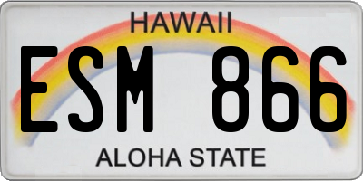 HI license plate ESM866