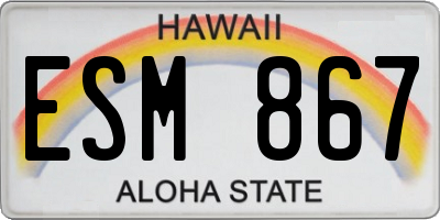 HI license plate ESM867