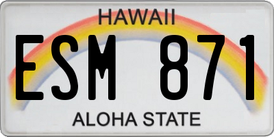 HI license plate ESM871