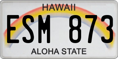HI license plate ESM873