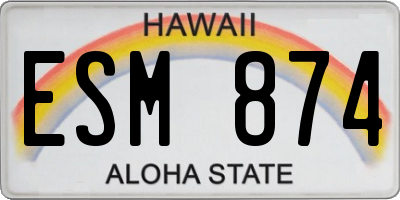 HI license plate ESM874