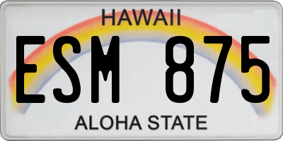 HI license plate ESM875
