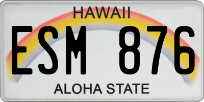 HI license plate ESM876