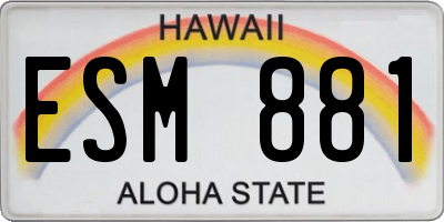 HI license plate ESM881