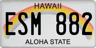 HI license plate ESM882