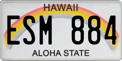 HI license plate ESM884