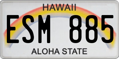 HI license plate ESM885