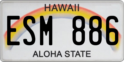 HI license plate ESM886