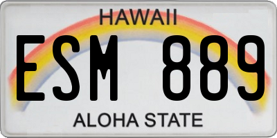 HI license plate ESM889