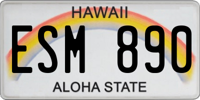HI license plate ESM890