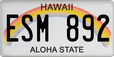 HI license plate ESM892