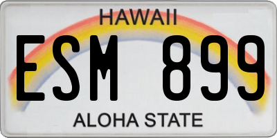 HI license plate ESM899