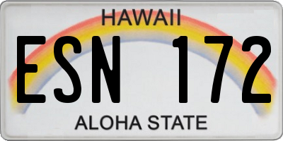 HI license plate ESN172