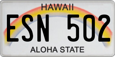 HI license plate ESN502