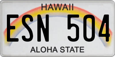 HI license plate ESN504