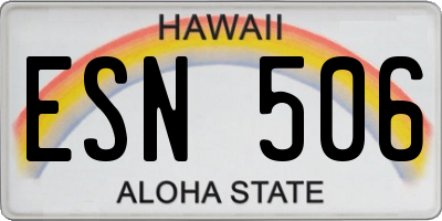 HI license plate ESN506