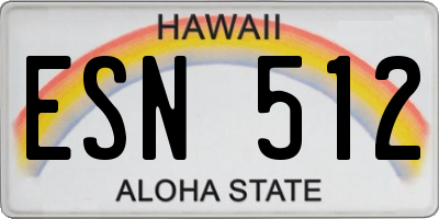 HI license plate ESN512