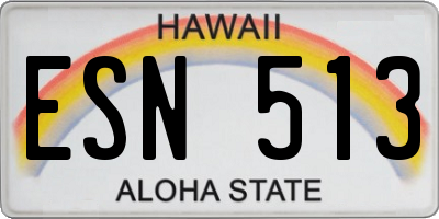 HI license plate ESN513