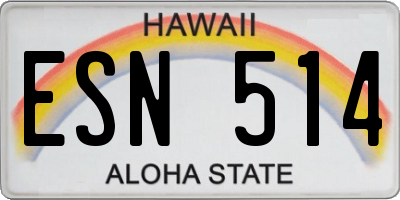 HI license plate ESN514