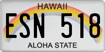 HI license plate ESN518
