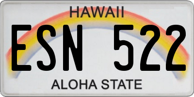 HI license plate ESN522