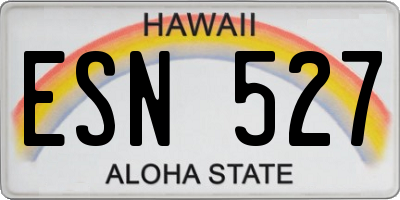 HI license plate ESN527