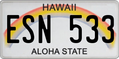 HI license plate ESN533